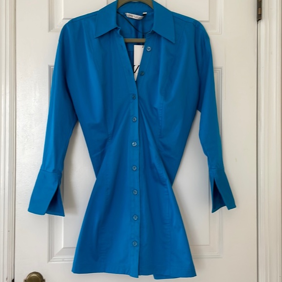 *Stunning Zara electric blue shirt dress - Picture 5 of 8